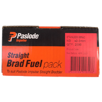 Paslode Impulse ND Straight Brad 50mm x 2mm with Gas Stainless Steel B20665 2000 Pack