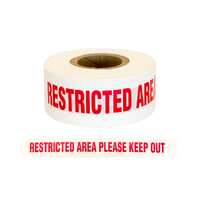 WARNING TAPE - RESTRICTED AREA PLEASE KEEP OUT 75MM X 250M (White)