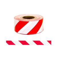 WARNING TAPE - RED/WHITE PARALLELOGRAM 75MM X 250M