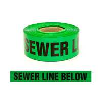 TRENCH WARNING TAPE - SEWER MAIN BELOW 75mm x 250m (Green)