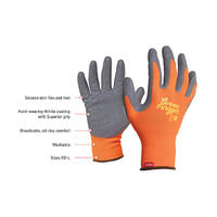 Green Finger ORANGE nylon liner, grey foam nitrile coated, header-carded. Size 6(XS)