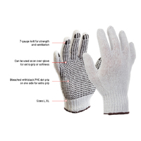 ESKO Knitted poly/cotton white glove with black PVC DOT grip single side, Brown cuff, Size Large (Mens)