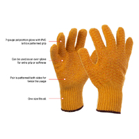 PVC Glove yellow honeycomb patterned, specialty coated polycotton, Large