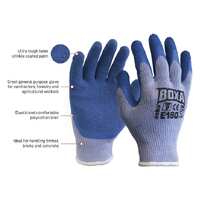 Esko BOXA Blue Heavy Duty Crinkle Coat Latex Glove, Blue 10 gauge liner, grey cuff, size 7(S)