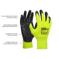 ESKO 'GRIP-IT', Black Nitrile palm coat with Yellow Hi-Viz Liner, Size 10