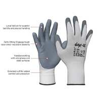 ESKO DEX-IT Glove, Grey Foam Nitrile Coating on White Nylon Liner, Size 10