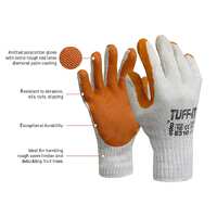 ESKO 'TUFF-IT', Knitted polycotton glove with red latex diamond coating, extra tough latex palm, Size 10 (XL)
