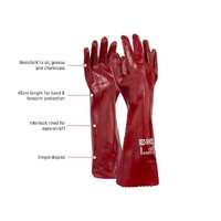 RED SHIELD, Red PVC Singled Dipped gauntlet glove, 45cm
