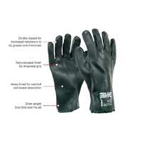 GREEN SHIELD, Green PVC Double Dipped gauntlet glove, 27cm (E370)