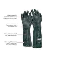 GREEN SHIELD, Green PVC Double Dipped Gauntlet Glove, 45cm (E375)