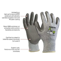GREY RAZOR X500 Glove, UHMWPE Cut Level 5, Grey PU coating, 12 (3XL) E430