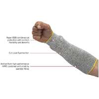 RAZOR X500 Grey UHMWPE Cut Level 5 Cut Resistant Sleeve WITHOUT thumb hole, 30cm, sold per each