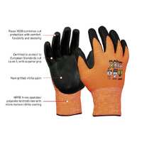 ORANGE RAZOR X550 Glove, Hi-Vis Orange UHMWPE Cut Level 5, Black Nitrile Coating, Size 9(L) -  E435