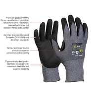 BLUE/GREY Razor X540 UHMWPE Cut Level 5, Black Nitrile Foam Coating, Reinforced Thumb Crotch, With Header Card - 10(XL)