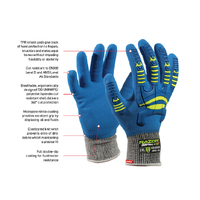 BLUE Razor Impact5+, UHMWPE Cut Level D, Fully dipped Blue Sandy foam nitrile, Sonic welded TPR Impact Protection - 10(XL)