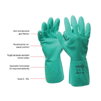 GREEN Chemgard 15mil Nitrile diamond-grip 33cm gauntlet glove, Chlorinated, flocklined liner. 3XL