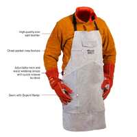 FUSION Chrome Leather Welders Apron, Kevlar Stitched, Size X-Large (105cm x 60cm)