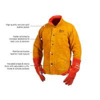 FUSION Chrome Leather Welders Jacket, Triple Front Flap, Kevlar stitching, Size L
