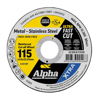 Alpha 115 x 1.0mm Cutting Disc Stainless Silver Series (Tin of 10)