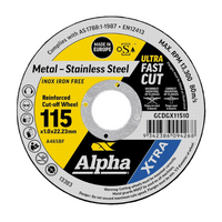 Alpha 115 x 1.0mm Cutting Disc Stainless Silver Series
