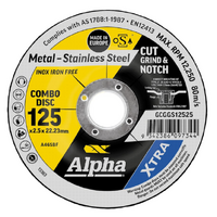 125 x 3.5mm Cut Grind & Notch Combo Disc Stainless Gold