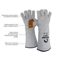 Esko GREY WOLF, grey and gold welders glove, Kevlar stitched, reinforced palm, lined & welted 406mm long