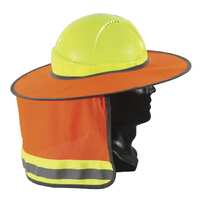 Full Brim Hard Hat Sun Shield, Orange, fluoro reflective collar