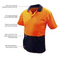 Hi-Vis Safety Polo Shirt, Non Reflective, Orange - Large.