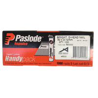 Paslode Impulse Nails 90mm x 3.15mm D-Head Bright Handy Pack with Gas B20550 1000 Pack