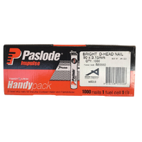 Paslode Impulse Nails 90mm x 3.15mm D-Head Bright Handy Pack with Gas B20550 1000 Pack