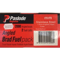 Paslode Impulse Angle Brad 32mm x 1.6mm with Gas Stainless Steel B20770 2000 Pack
