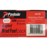 Paslode Impulse Angle Brad 32mm x 1.6mm with Gas Stainless Steel B20770 2000 Pack