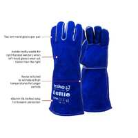 Esko LEFTIE, left hand pair blue welders gloves, premium quality, kevlar stitched,  lined/welted 406mm