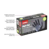 High Five BLACK Nitrile Disposable Glove, Super Strength, Powder Free, Size Large - Box 100