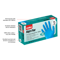 High Five, 6 MIL High Risk, LIGHT BLUE Nitrile Disposable Gloves, Box 50 - 2XL