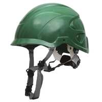 Nexus HeightMaster Green Ratchet Adj Vented Helmet + 4 Point Chin Strap + Impact Liner
