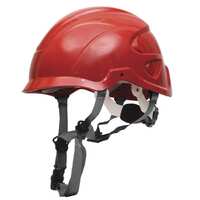 Nexus HeightMaster Red Ratchet Adj Vented Helmet + 4 Point Chin Strap + Impact Liner