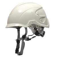 Nexus HeightMaster White Ratchet Adj Vented Helmet + 4 Point Chin Strap + Impact Liner