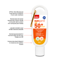SunGard SPF 50+ Sunscreen, 60ml Bottle with Carabiner Clip
