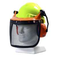 TUFF NUT Forestry Combo Kit, comes with PINLOCK Hard Hat, Browguard Attachment, Ear Muff and Mesh Visor, NEON YELLOW