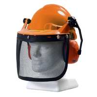 TUFF NUT Forestry Combo Kit, comes with RATCHET Hard Hat, Browguard Attachment, Ear Muff and Mesh Visor, Orange