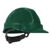 TUFF-NUT Hard Hat, Short Peak, Vented, 6-point Ratchet harness, Green