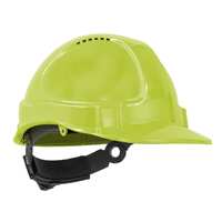 TUFF-NUT Hard Hat, Short Peak, Vented, 6-point Ratchet harness, Neon Yellow