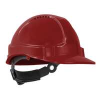 TUFF-NUT Hard Hat, Short Peak, Vented, 6-point Ratchet harness, Red