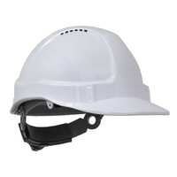 TUFF-NUT Hard Hat, Short Peak, Vented, 6-point Ratchet harness, White