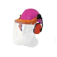 Hard Hat Clear Visor Combo including Pink PINLOCK Hard Hat, Ear Muffs, Browguard attachment, and Clear Visor