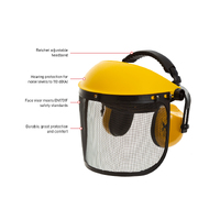 Earmuff and Visor Set. X200 Banded Earmuff + Blk Mesh Face Shield. Yellow / Black.
